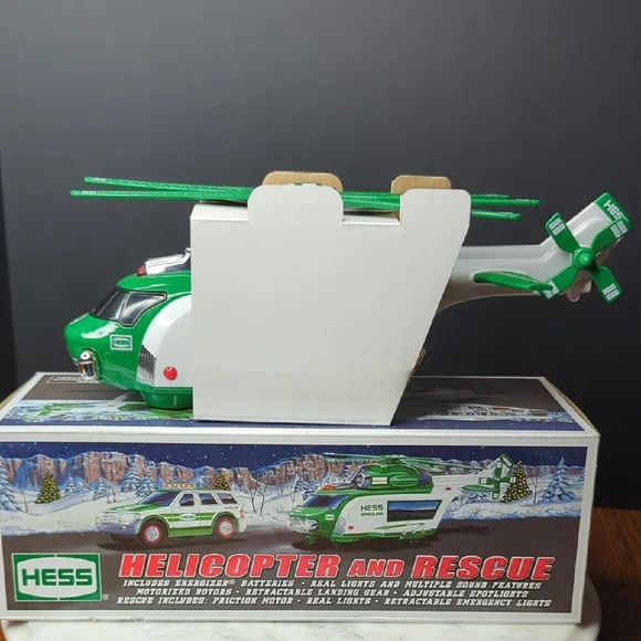 2012 Hess Green and White Helicopter and Rescue Toy - Picture 12 of 14